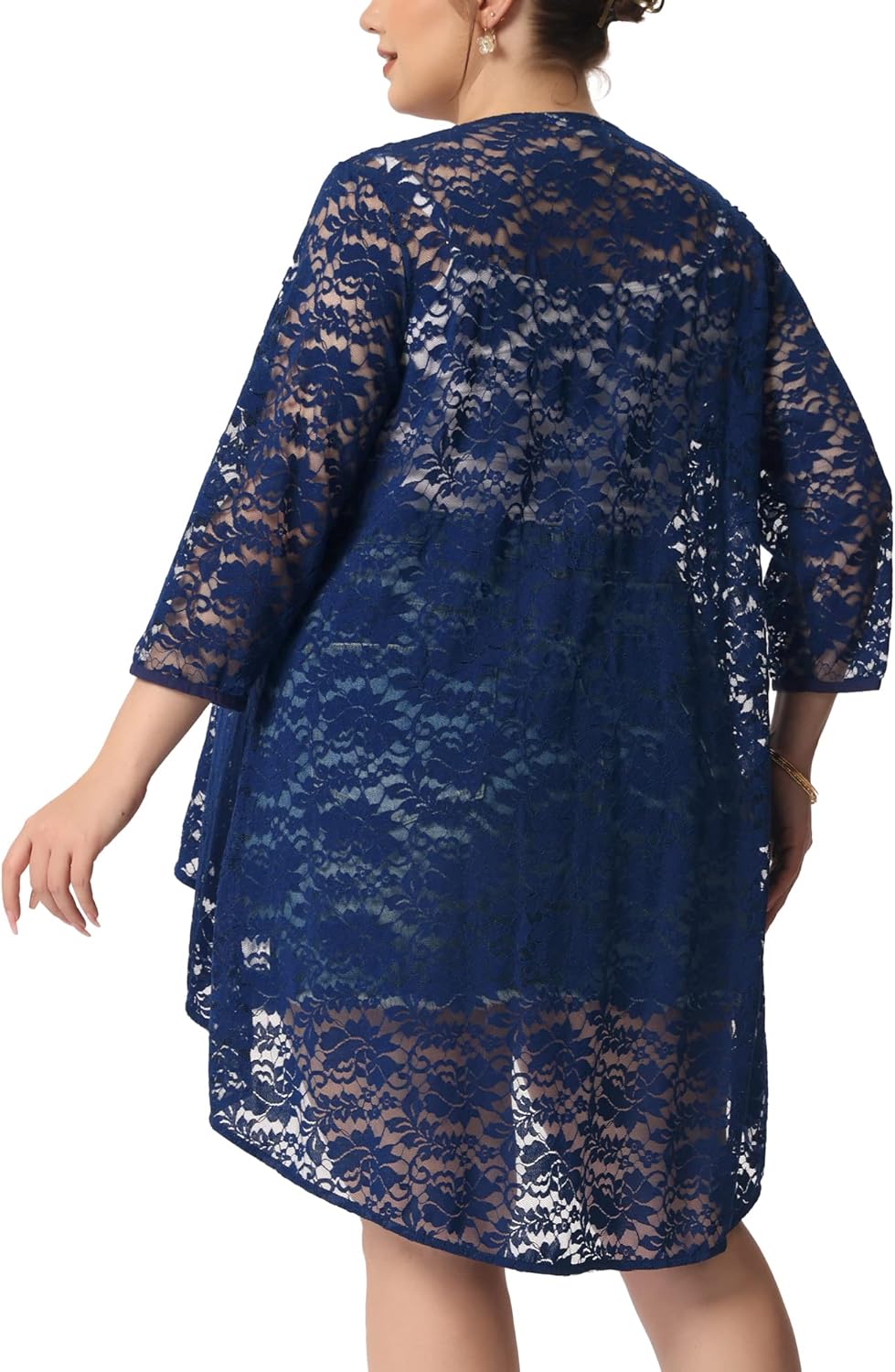 Agnes Orinda Plus Size Cardigans for Women Lightweight 3/4 Sleeve Open Front Crochet 2025 Lace Cover Up - Image 4