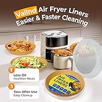 Vista 7 de Forros de papel para freidora de aire desechables: 125 piezas de papel pergamino antiadherente para freidora de aire, revestimiento de grado