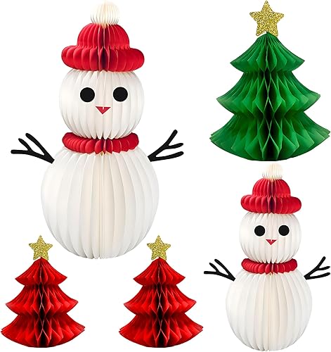 Miniatura 8 de KatchOn Centros de mesa de Navidad para mesas, paquete de 9, decoraciones navideñas para interiores, decoración tradicional de nido de abeja,