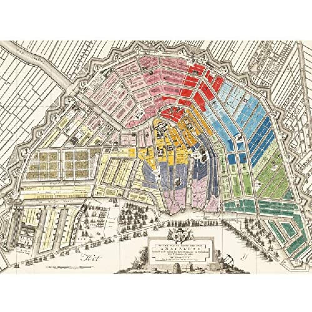 Wee Blue Coo Vintage Colourful Amsterdam Map Unframed Wall Art Print Poster Home Decor Premium