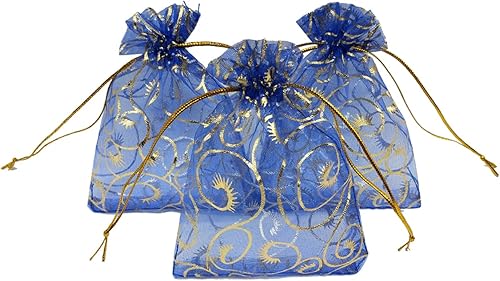 Ankirol 100 bolsas de recuerdo de bodas, de organza transparente, con estampado de pestañas, de 3.5 x 4.5 pulgadas, con cordón de ajuste