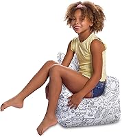 Vista 14 de Posh Creations Puf estructurado cómodo para jugar, leer y ver la televisión, silla Pasadena, microgamuza, color negro