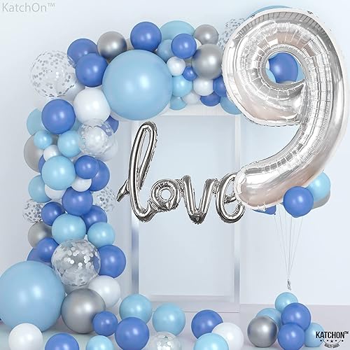 Miniatura 7 de KatchOn, Globo gigante plateado del número 9 de 50 pulgadas | Globo plateado del número 9 para cumpleaños | Globos de 9º cumpleaños para niños,