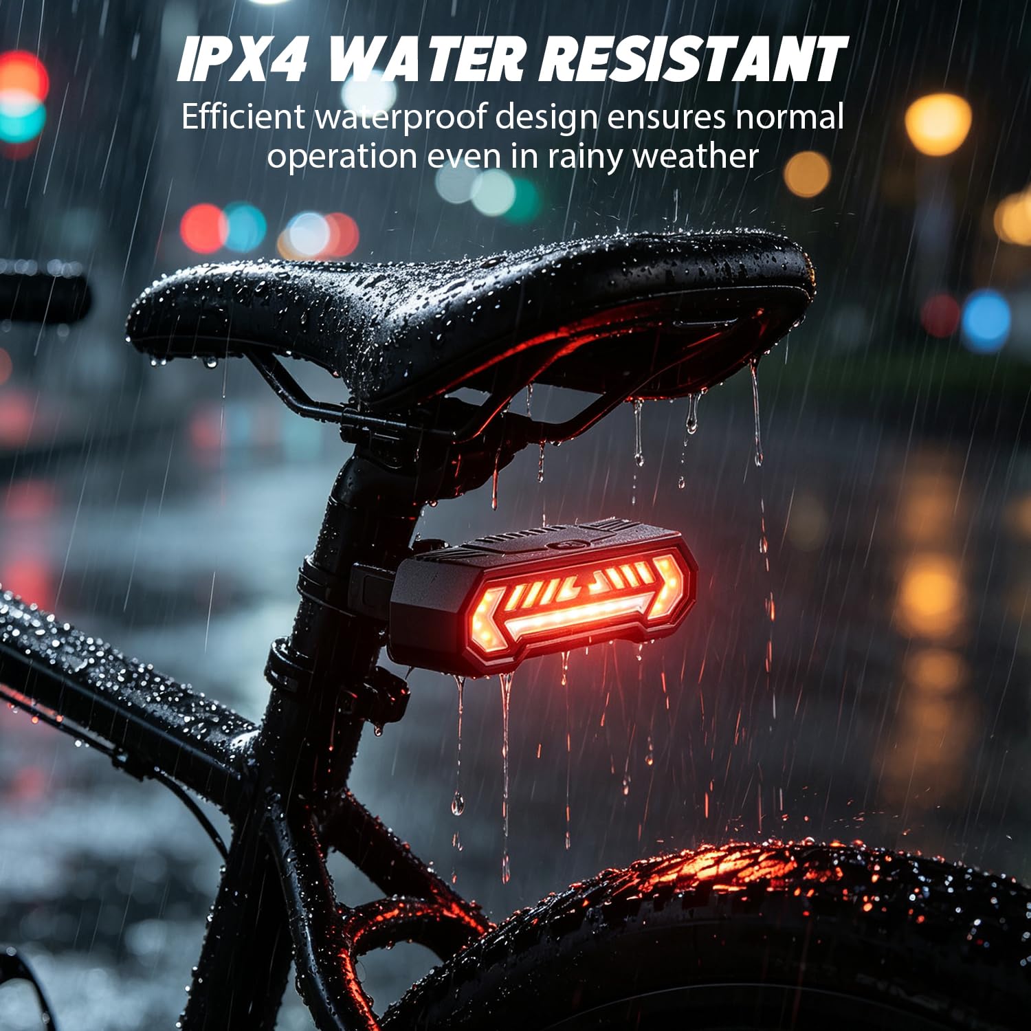 Feu Clignotant arrière pour vélo, feu arrière sans Fil Rechargeable par USB avec télécommande Alerte sonore et Projection virtuelle de la Voie 5 Modes étanche IP65 Signal de sécurité Anti-Collision