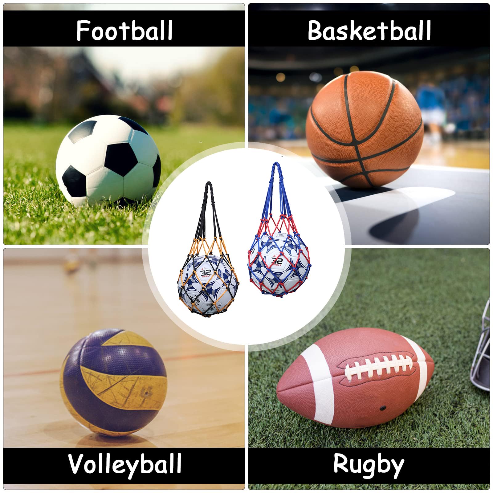Bolsa para Balón Red para Balones de Fútbol con 2 Agujas Plateadas Inflables para Baloncesto Voleibol