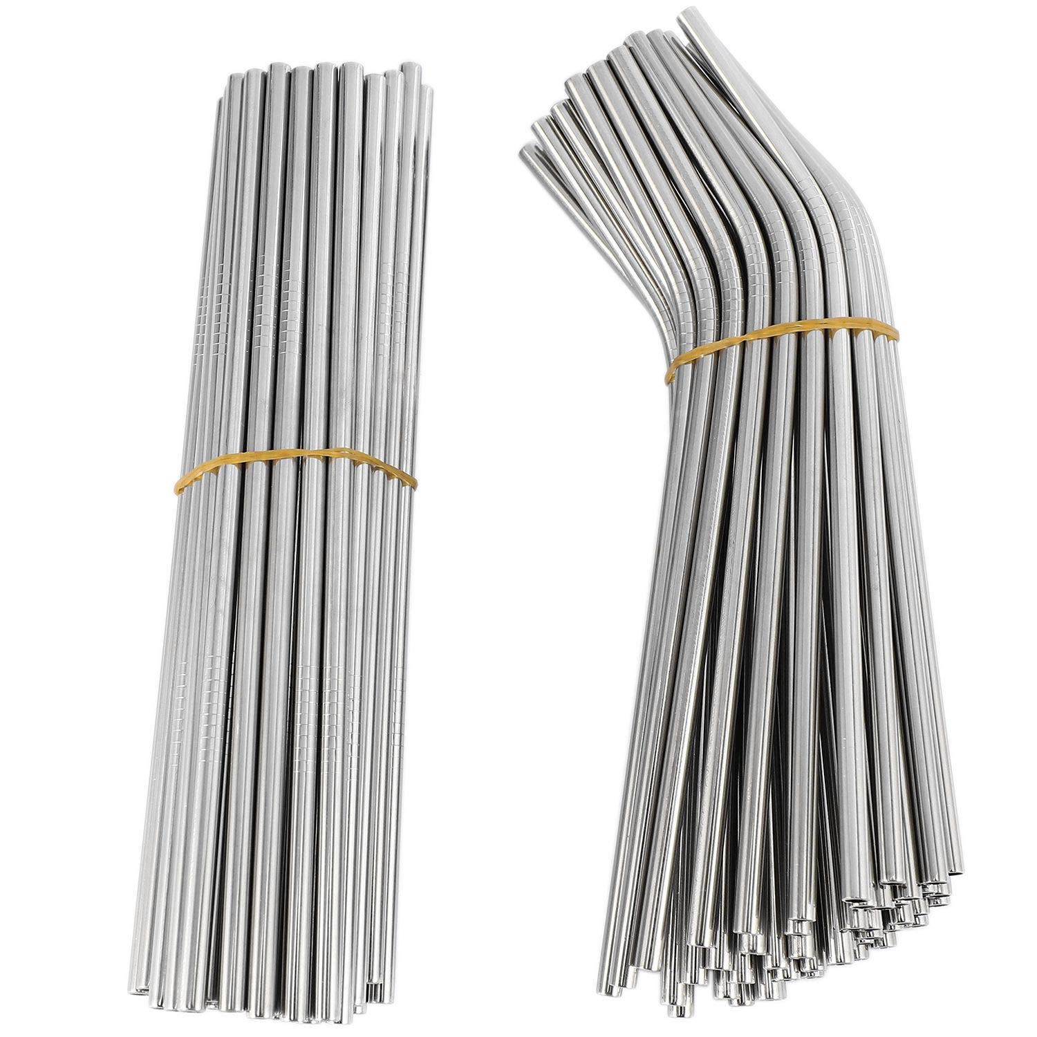 Pailles en acier inoxydable 304 durables et élégantes - Lot de 100