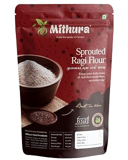 Mithura Sprouted Ragi Flour 500g | Rich in Calcium, Iron & Fiber | Gluten-Free Finger Millet (Kezhvaragu/Nachni Satva) Flour | Zero Sugar, No Preservatives & No Additives | 100% Natural
