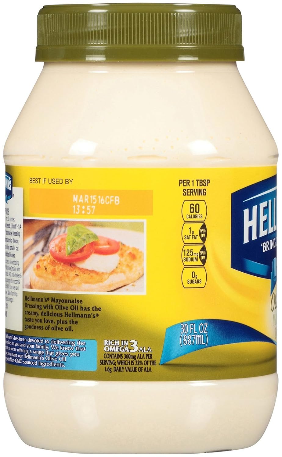 Hellmann's Mayonnaise Dressing with Olive Oil Mayo Condiment for Simple Meals and Sandwiches Rich in Omega 3-ALA 30 oz image 3