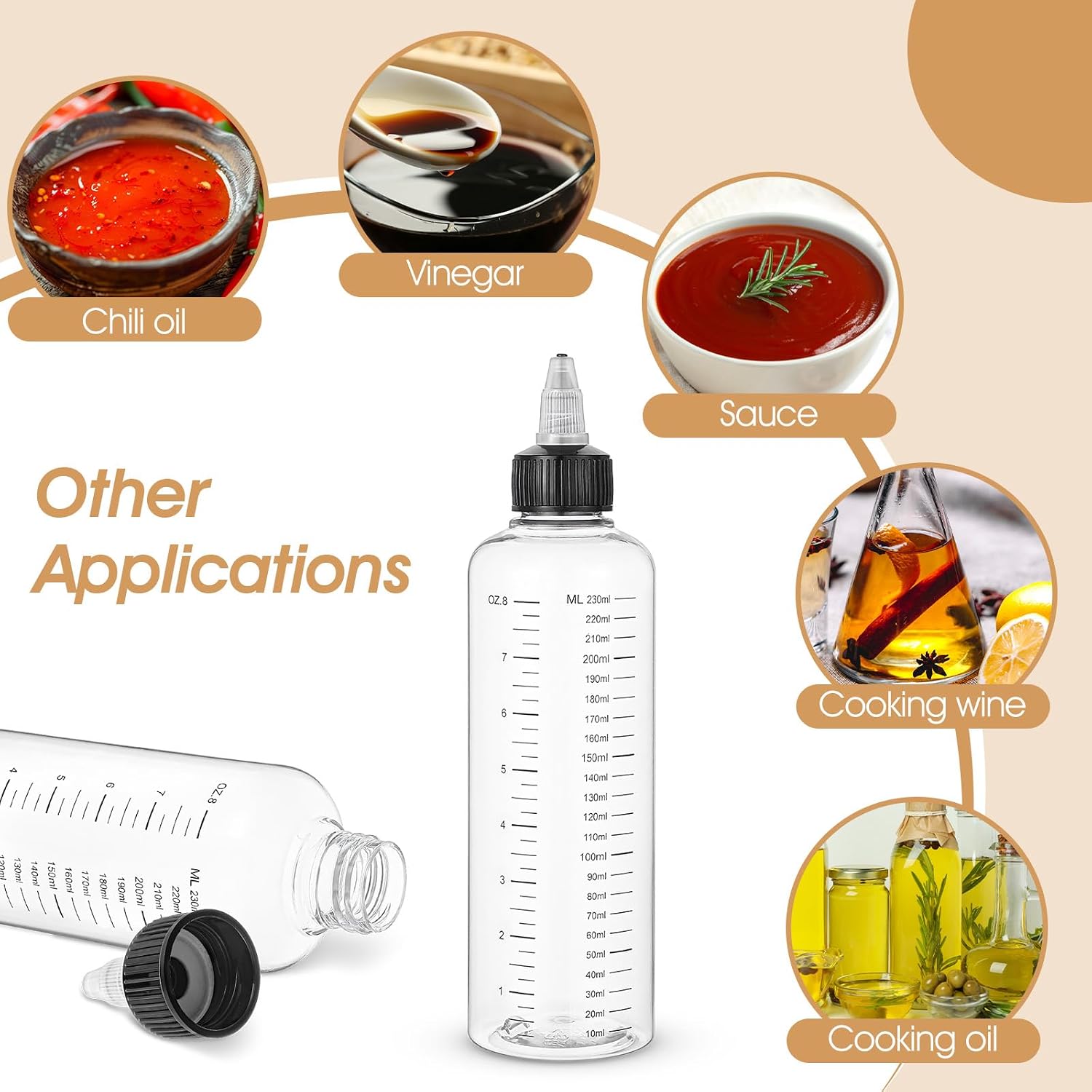 3 Pack Hair Oil Bottle 8.5oz-Hair Oil Applicator Plastic Squeeze Bottles Scalp Oil-Applicator Hair Dye Bottle, Twist-On Top Tip Cap, Refillable Bottles with Graduated Scale and Twist Top