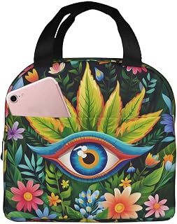 Flower - Surrounded Eye Artwork Shaped Lunch Box Reusable Leakproof Refrigerator Insulated Tote Bag For Office Picnic Travel