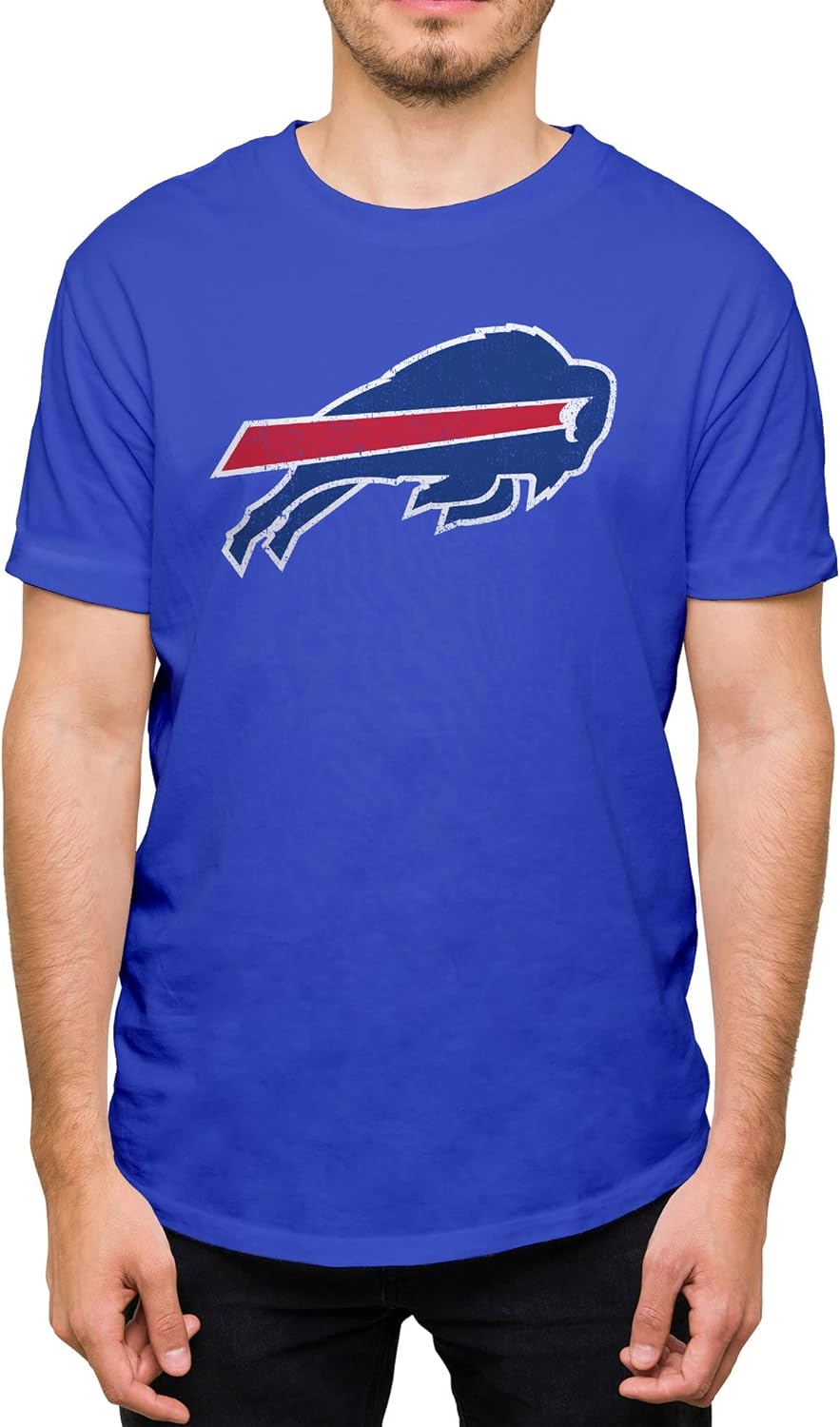 Hybrid Sports NFL - Buffalo Bills - Distressed Team Logo - Men's and Women's Short Sleeve T-Shirt - Size Large Buffalo Bills - Royal Blue