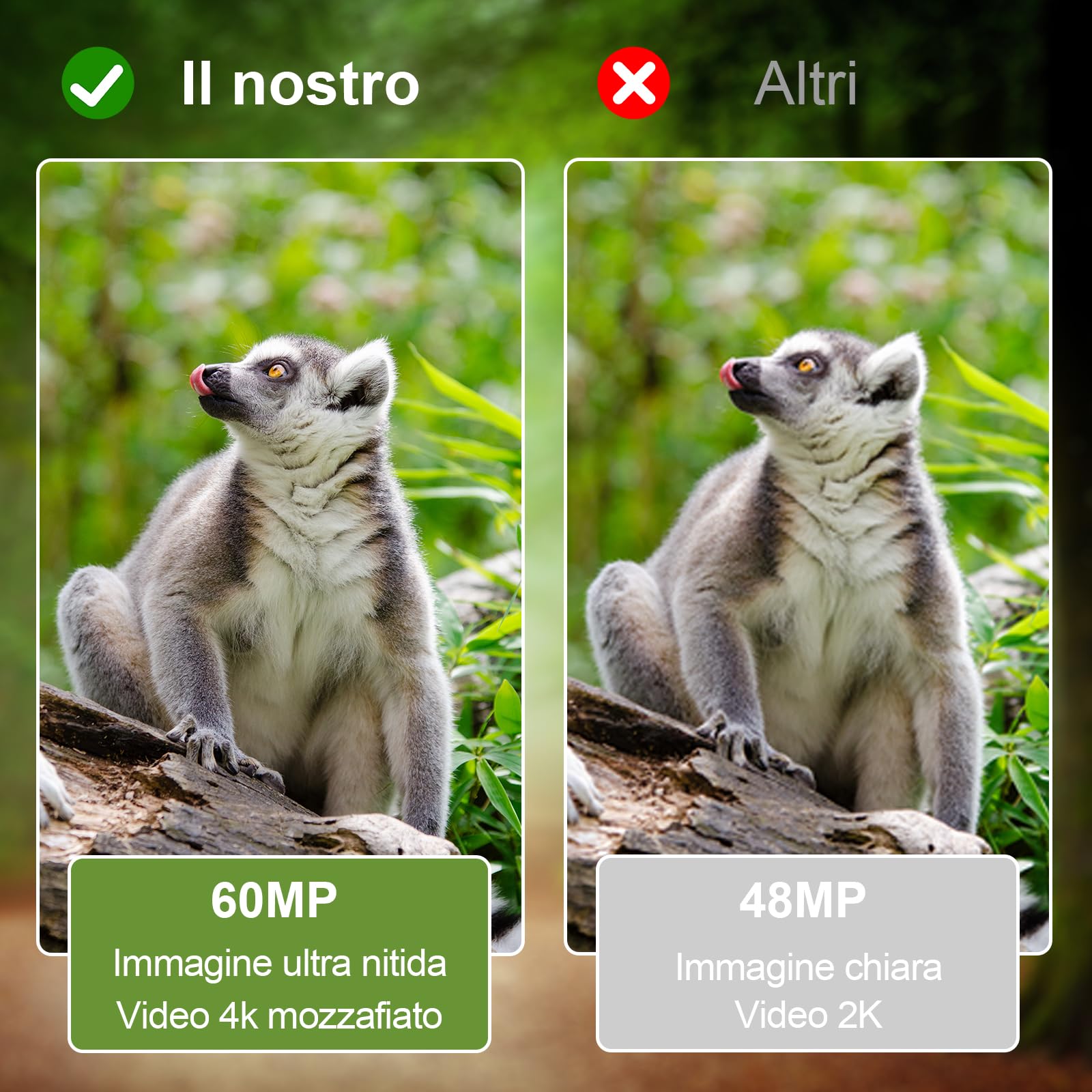 Fototrappola WiFi 4K 60MP con App, fototrappola Notturna con IR Visione 120° Ultra Grandangolo, Sensore di Movimento 0,1s Tempo di Attivazione, foto trappola per videosorveglianza con Antipolvere IP66