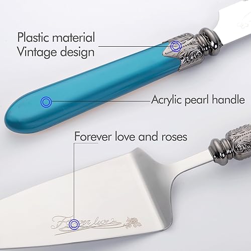 Miniatura 2 de Juego de cuchillo y servidor para pastel (azul)