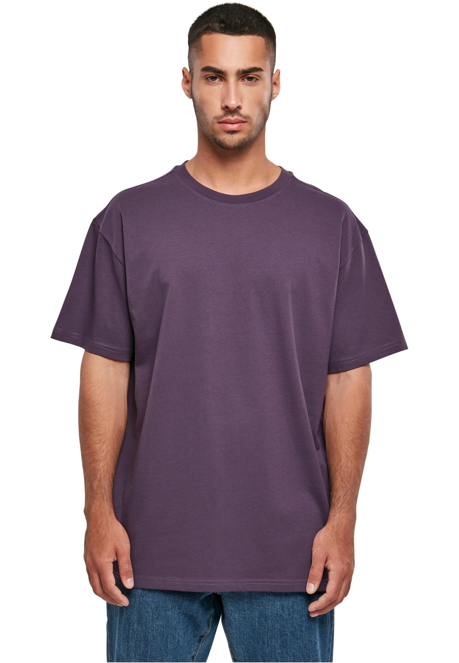 Build Your Brand Herren T-Shirt Heavy Oversize Tee, Basic T-Shirt für Männer, Oversized Fit, Baumwolle, 4XL, purplenight