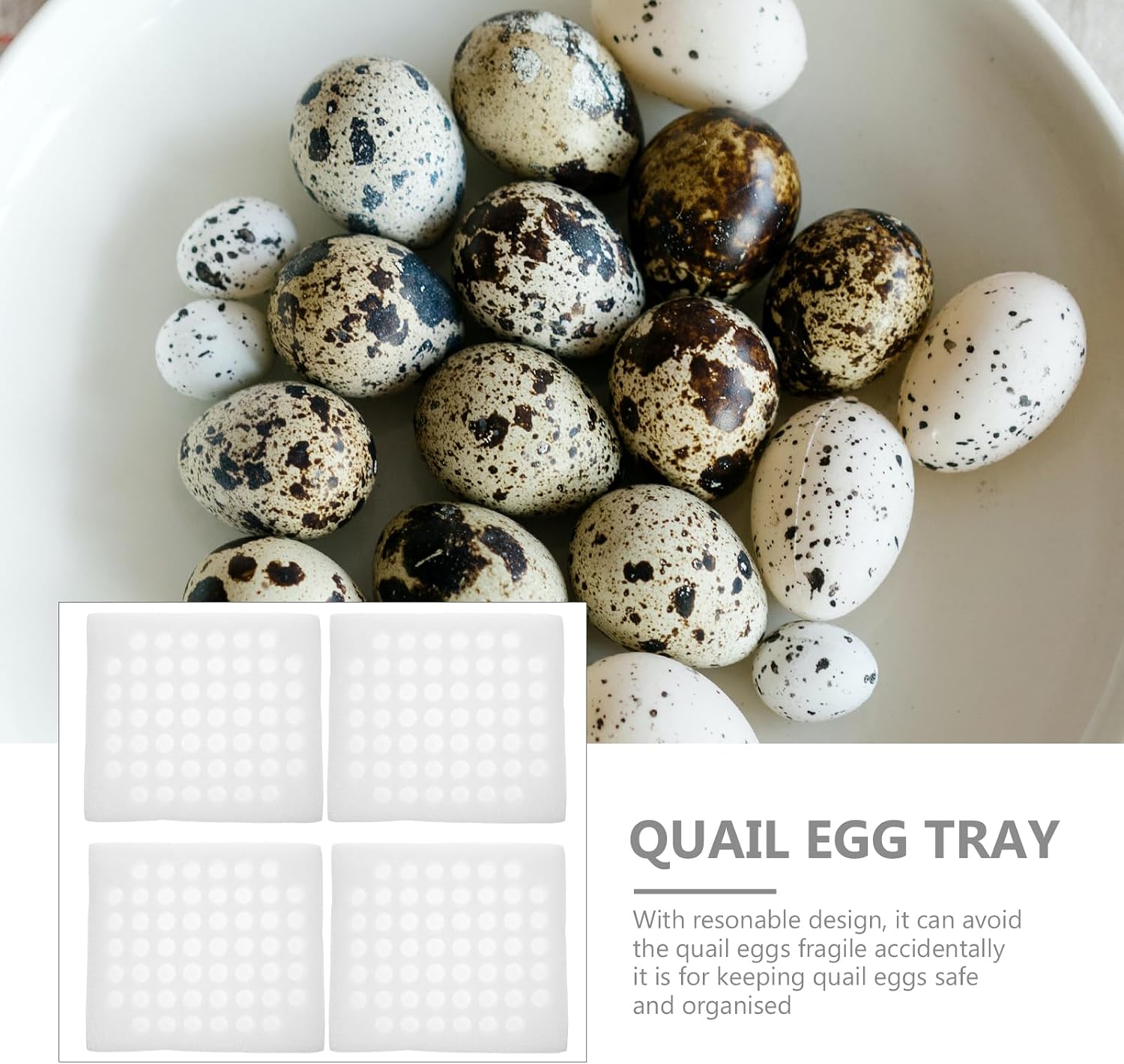 Yardwe 4pcs Quail Egg Holder Pearl Cotton Quail Egg Tray, 52 Grids Eggs Dispenser Foam Egg Holder Reusable Egg Carton Holds for Quail Egg