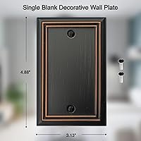 Vista 2 de Placa de pared de metal Adler con cubierta de interruptor de luz en blanco, paquete de 4 unidades de bronce envejecido de 1 banda, cubierta