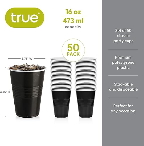 Miniatura 3 de TRUE Vasos de plástico para cócteles, refrescos, café helado, té helado, pong de cerveza, vasos desechables para fiesta de cumpleaños, noches de