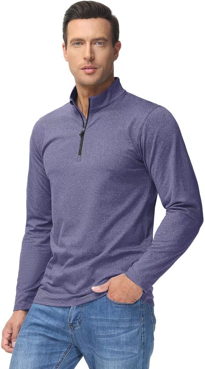 Boladeci Men's Quarter Zip Pullover Premium Fleece Lined Heather Long Sleeve Golf Shirts Midweight 1/4 Half Zip Sweatshirts - Image 2