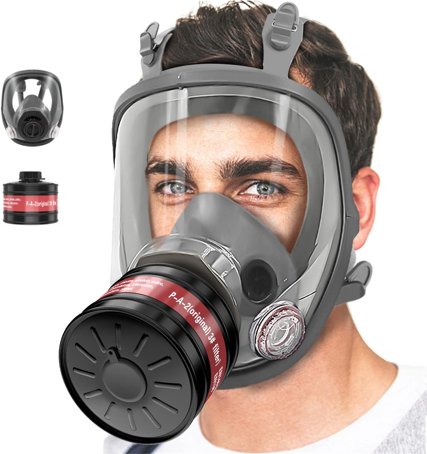 Gas Masks Survival Nuclear and Chemical with 40mm Filter, Full Face Respirator Gas Mask with 40mm Activated Carbon Filters
