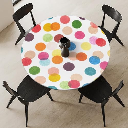 Vista 224 de cfpolar Mantel redondo ajustable de verano, hojas de palma tropical, borde elástico, mantel redondo lavable para uso en interiores y exteriores, se