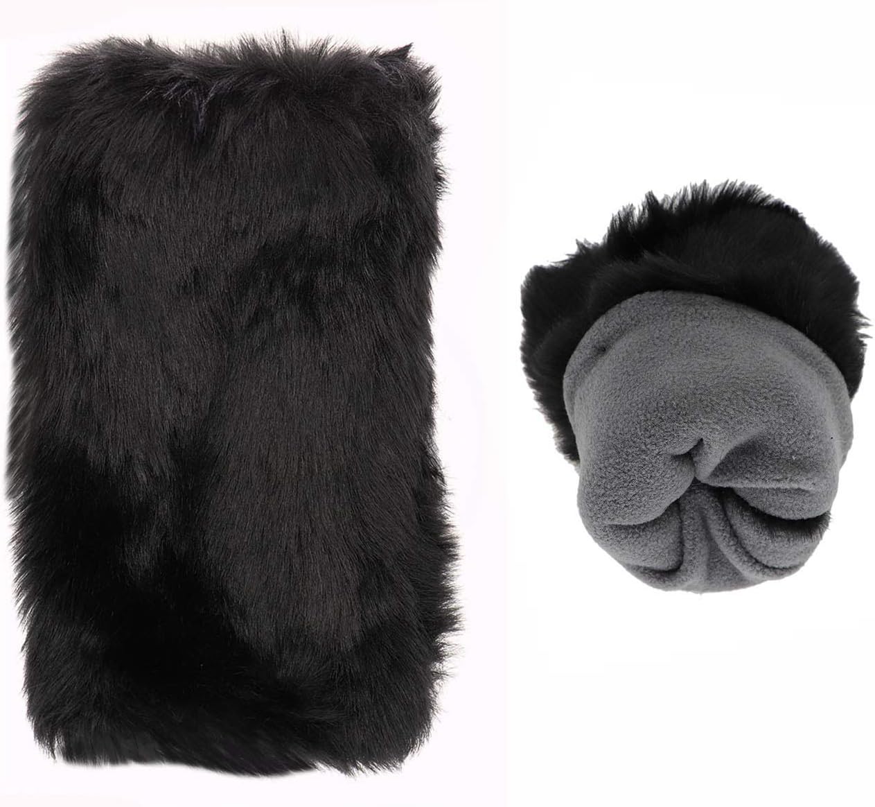 Newfancy Women Winter Furry Mittens Faux Fur Warm Soft Fingerless Half Finger Arm Warmer Gloves - Image 4