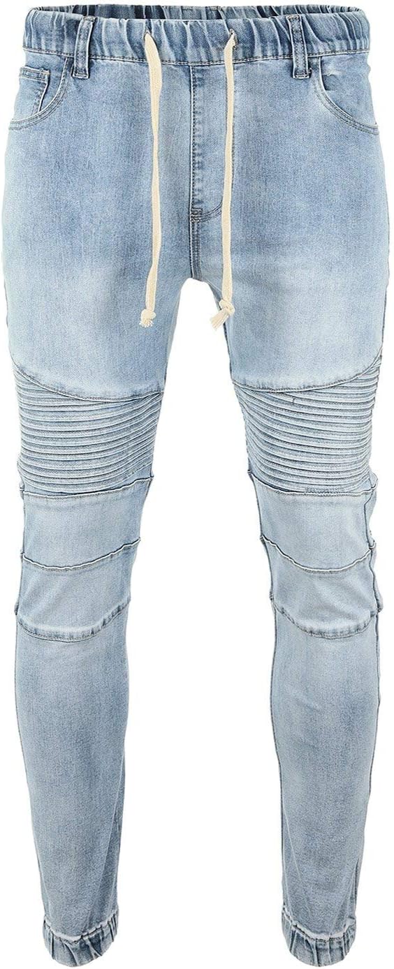 ZIMEGO Men's Vintage Washed Drop Crotch Hipster Stretch Jogger Denim Pants