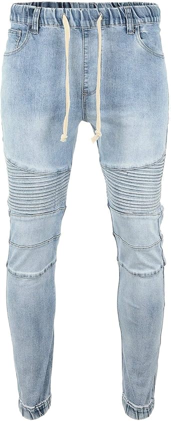 ZIMEGO Mens Vintage Washed Drop Crotch Hipster Stretch Jogger Denim Pants