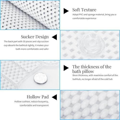 Miniatura 6 de Alfombrilla de baño de cuerpo completo, 1 colchón de spa, antideslizante, cojín de lujo, suave, transpirable, acolchado, para tina, soporte para