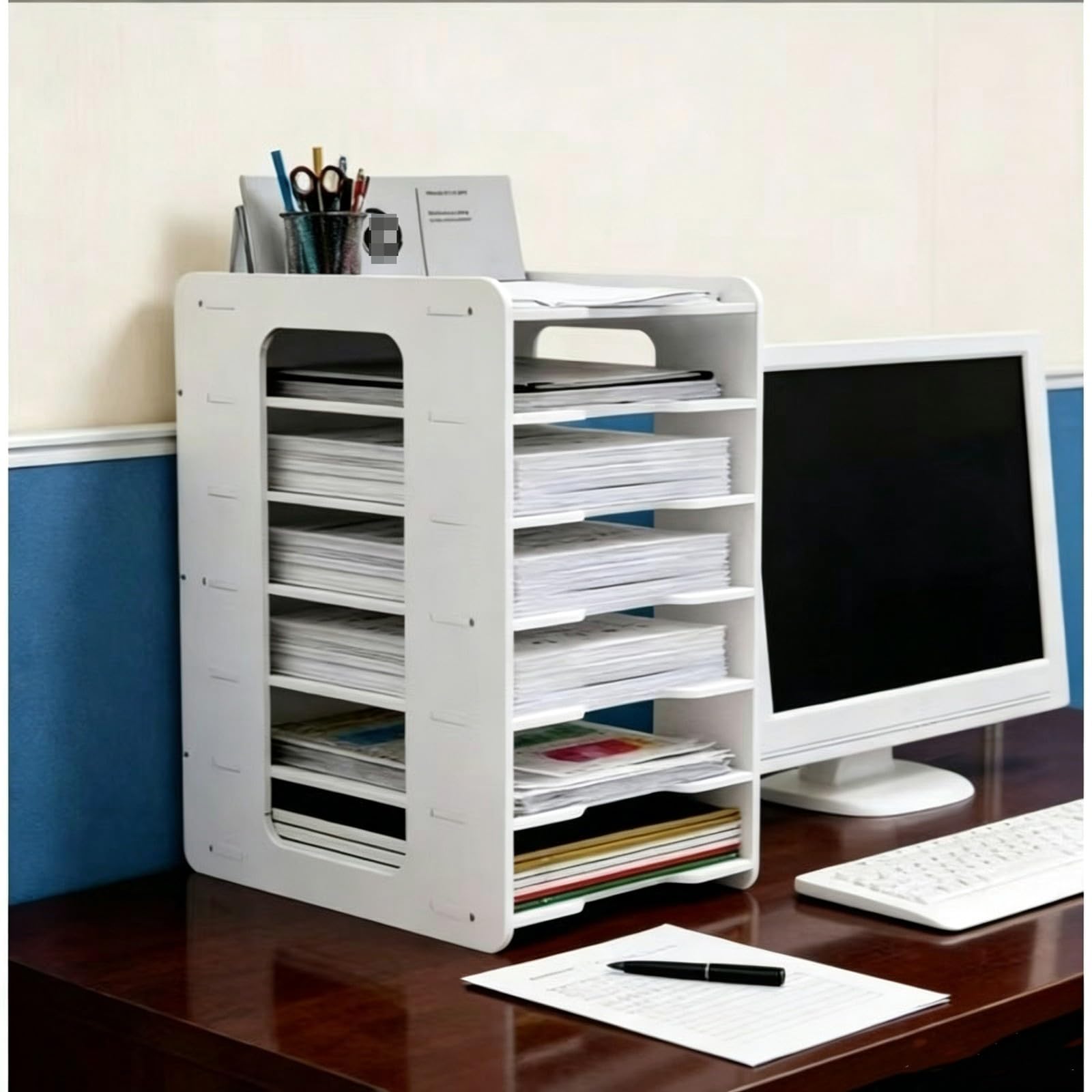 Uchwyt na dokumenty, stojak na papier, idealny do biura, domu, szkoły i albumu do wycinania (5-Tier_B)