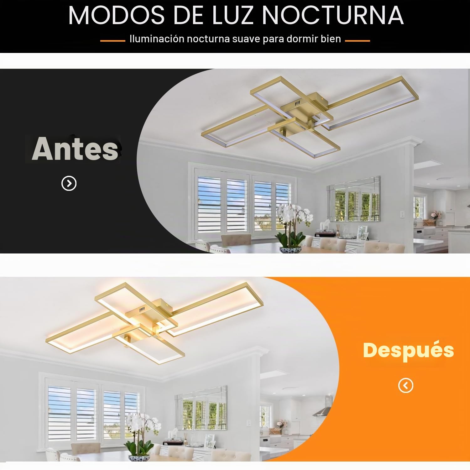 Lámpara de Techo Led Regulable, Lampara Techo Dormitorio Moderna Gold Plafón LED Techo de Acrílico para Sala de Estar Dormitorio Cocina, Diámetro 3000-6500K