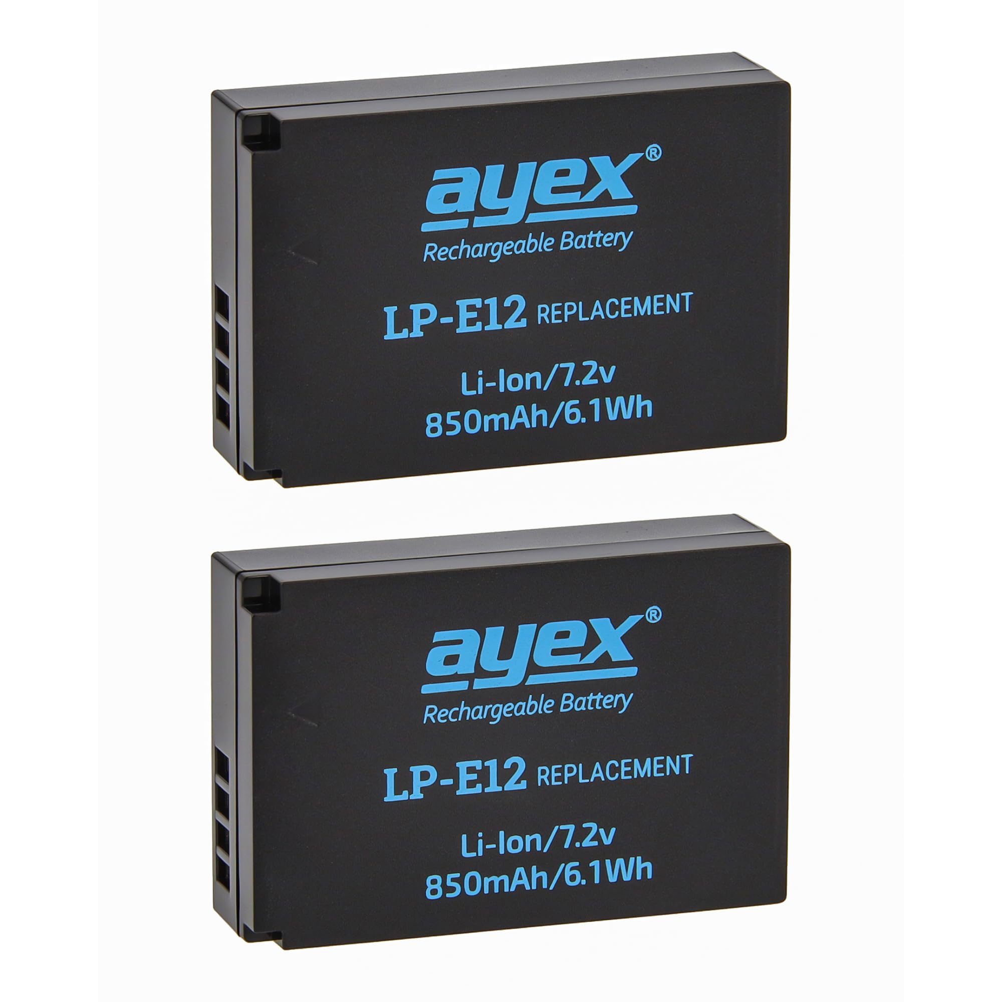 ayex LP-E12 Zestaw 2 akumulatorów + podwójna ładowarka USB do Canon EOS 100D, EOS M, EOS M10