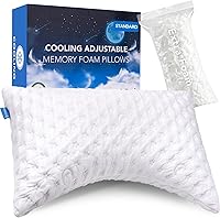 Vista 17 de Almohada refrescante para dormir de lado para dolor de cuello y hombros, almohadas de cama curvadas de espuma viscoelástica triturada de lujo