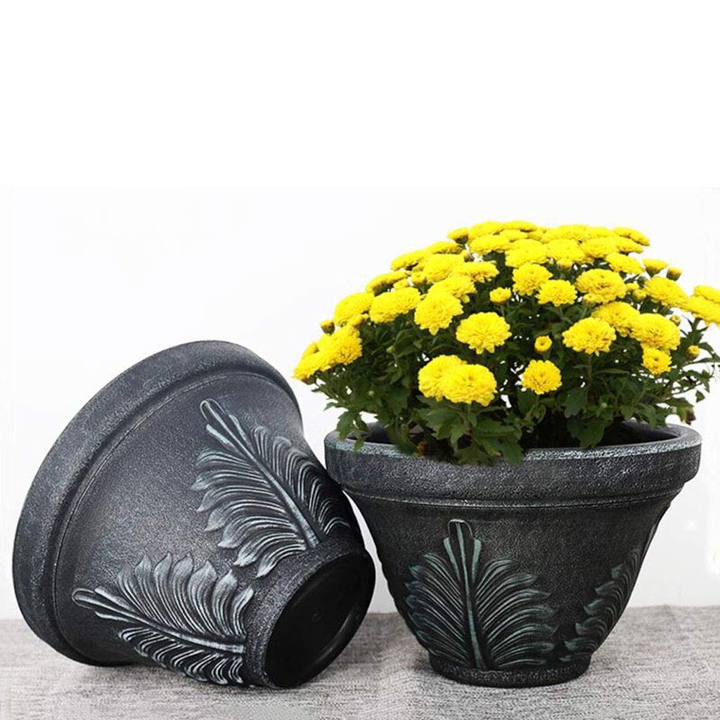 Vasi per Piante Grigio-Verde Resina Flower Pot Outdoor Garden Courtyard Home Office Desktop Decoration Round Flower Pot 11,22 Pollici Vaso da Fiori