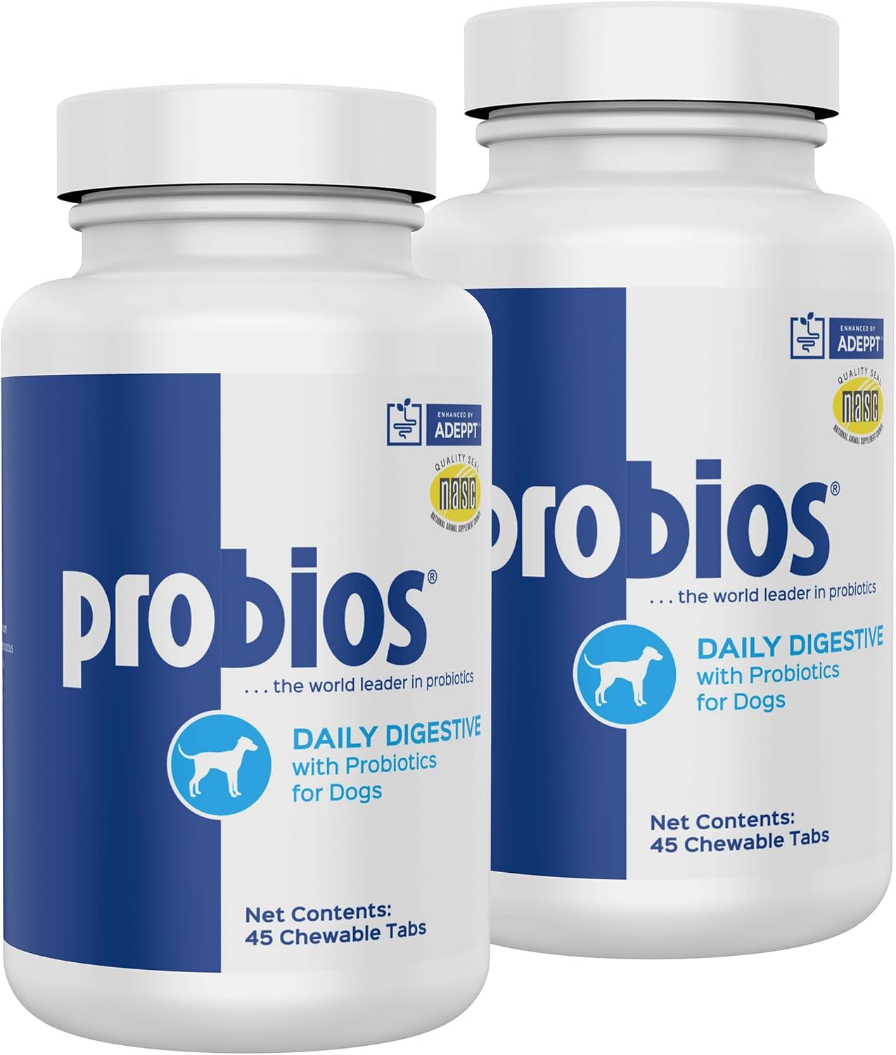 Probios Chewable Tablets for Dogs, Daily Probiotic Supplment for Gut Health, Digestion & Immune Support, 45 Count (Pack of 2)