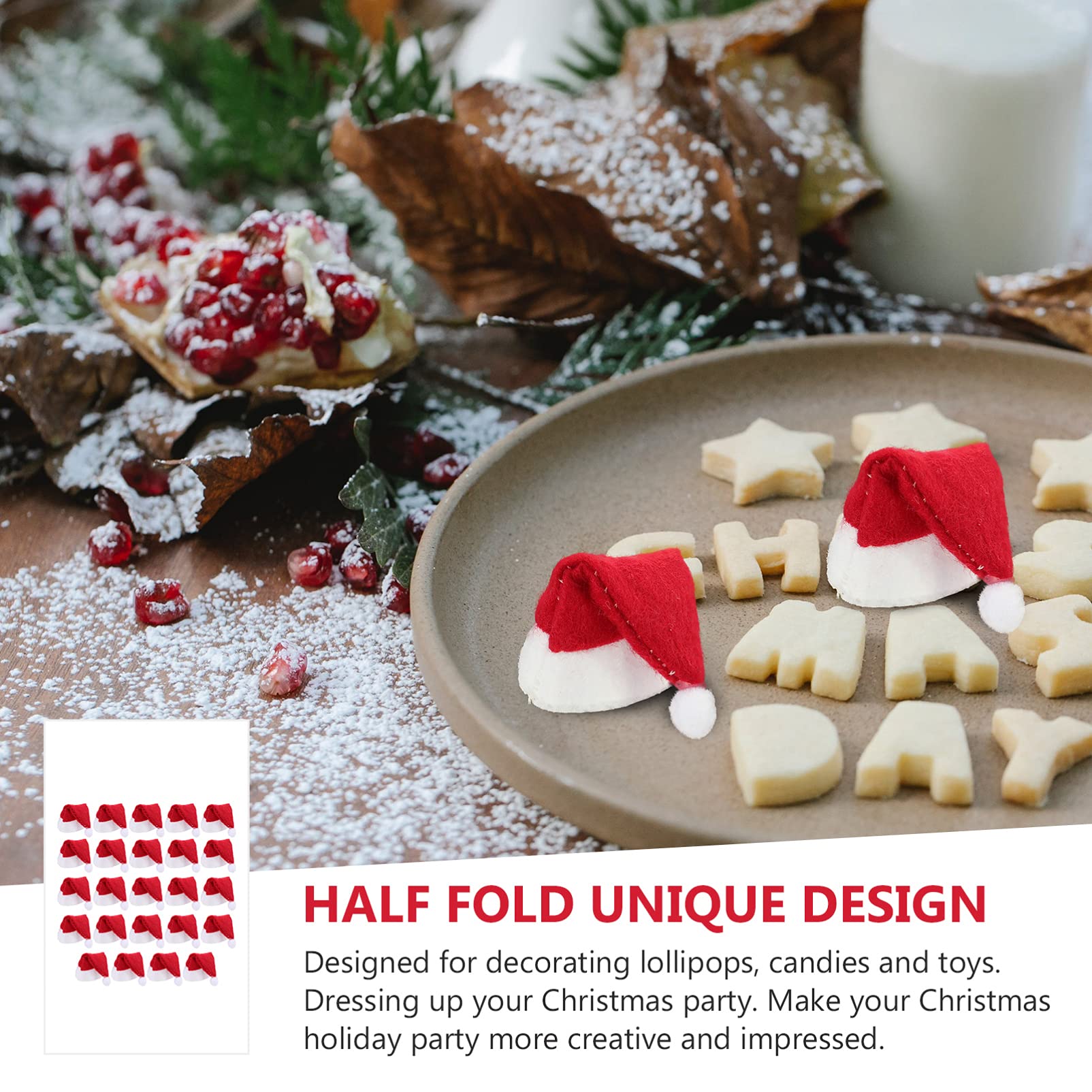24stücke Kleine Mini-weihnachtsmänner-lutscherhüte Süßigkeiten-weihnachtsmützen-deko Party-zubehör-Ornamente für Weihnachts-Dekorationen
