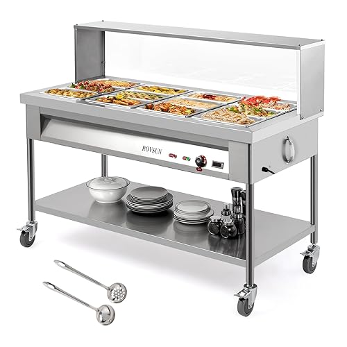ROVSUN 96QT Steam Table, 12-Pan Electric Commercial Food Warmer Stainless