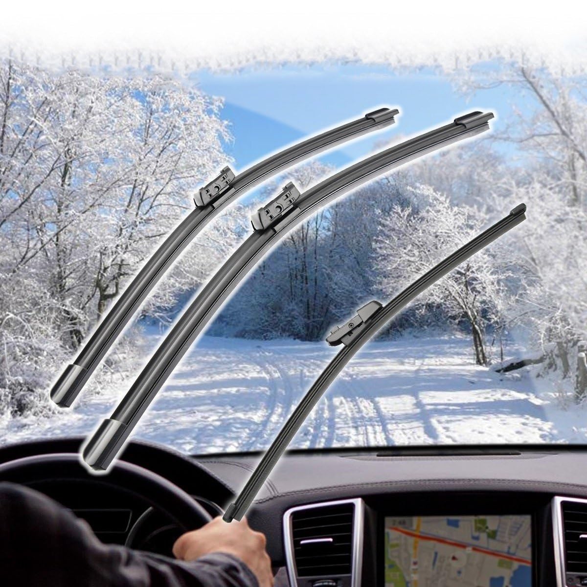 Juego de limpiaparabrisas Escobillas de limpiaparabrisas delanteras y traseras de 26"+21"+14" para VW para Tiguan MK2 2017 2018 2019 2020