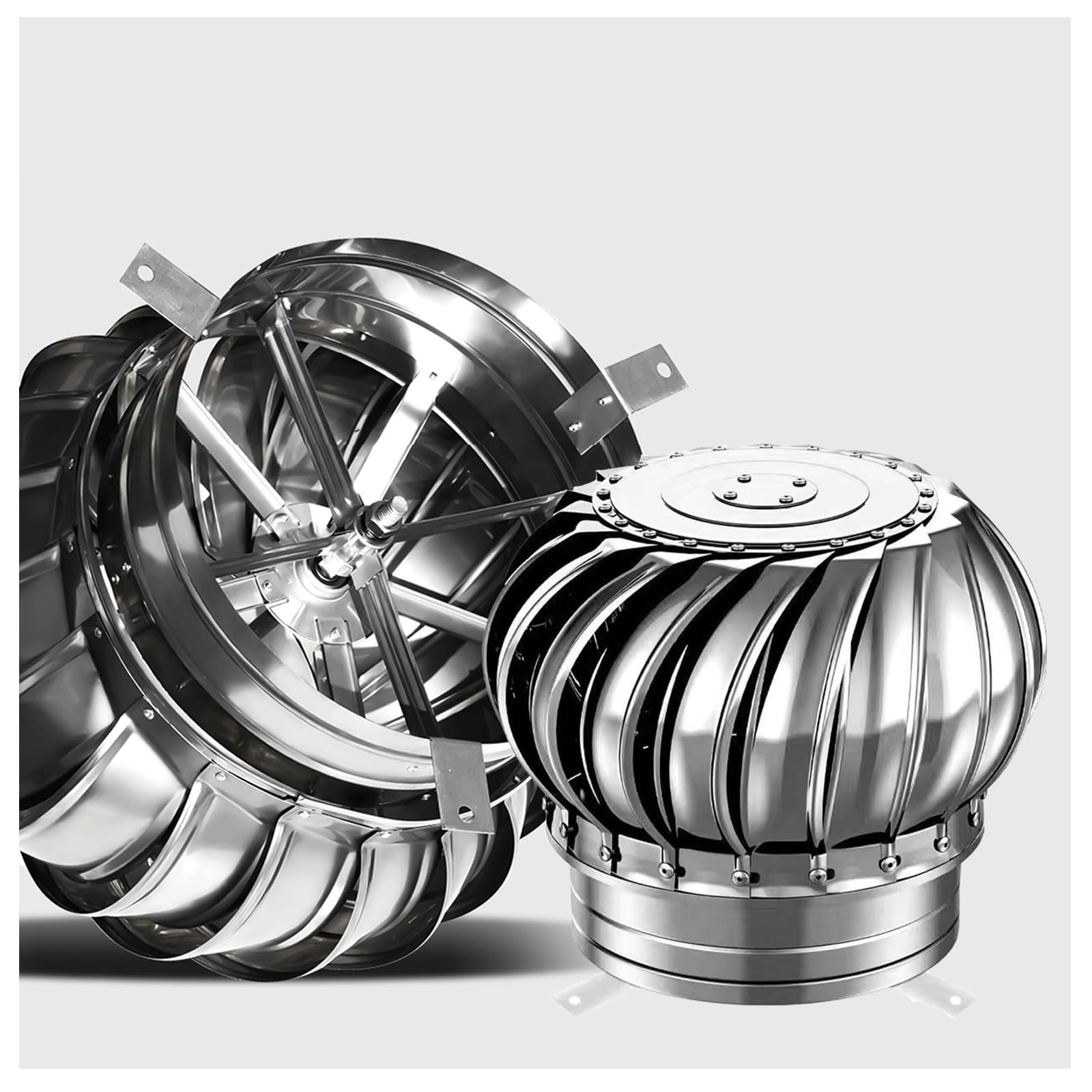 Chapeau de cheminée rotatif acier inoxydable 304 coupe-vent anti-refoulement