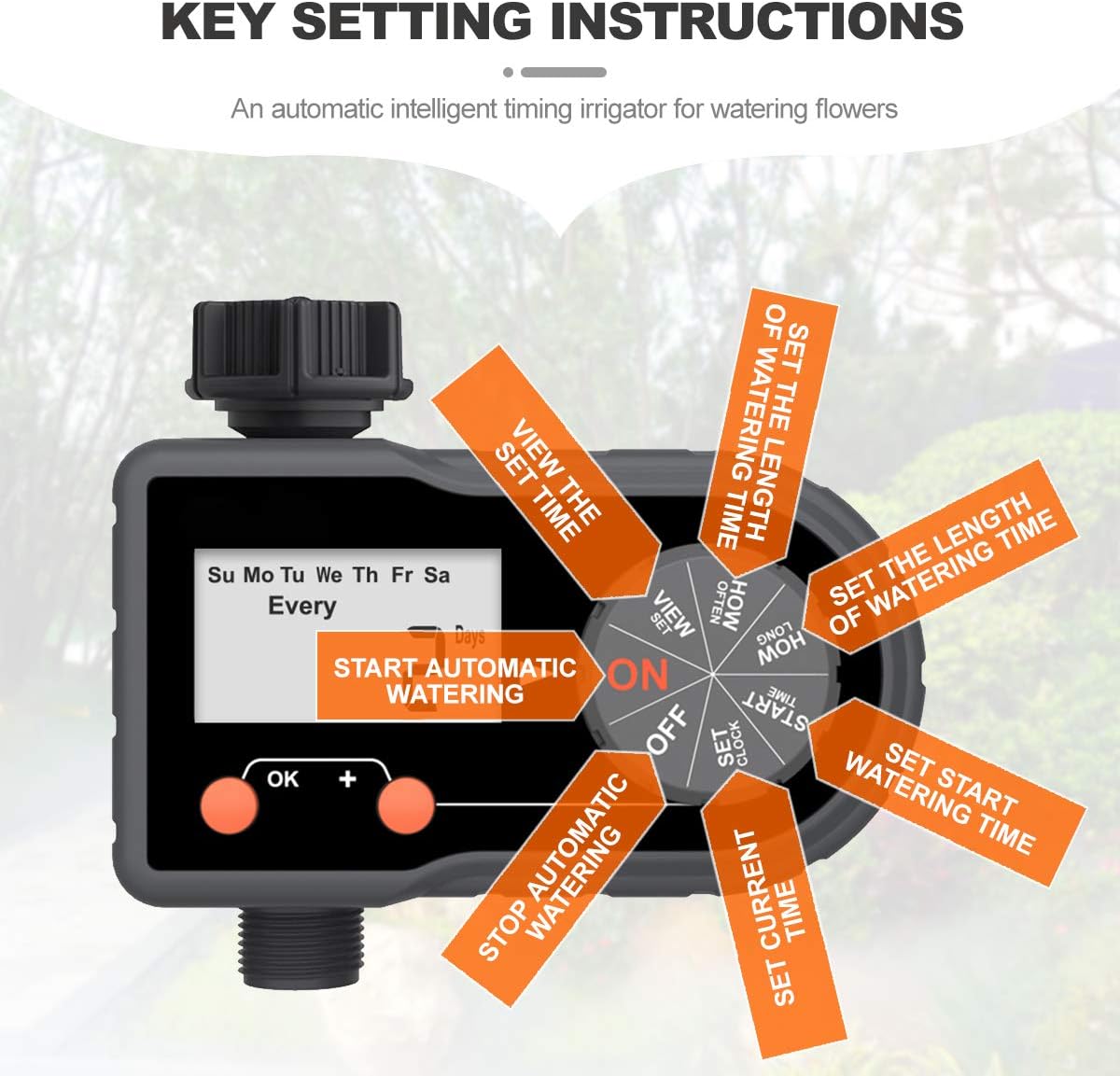 Sprinkler Timer, Water Timer Outdoor Digital Watering Programmable 3/4" Single Outlet/2.5" Screen/IP54 Waterproof/Auto&Manual Faucet Hose Timer, Automatic Watering System Controller, micmi