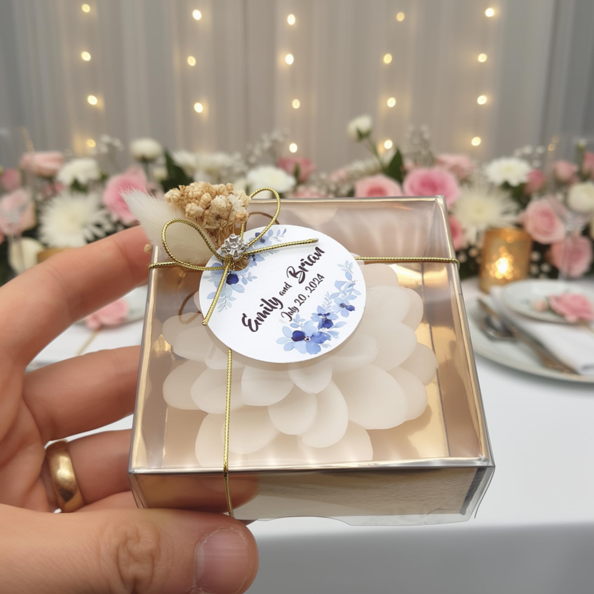 Giftsupstore - Lot de 100 bougies en forme de lotus pour invités de mariage, cadeaux de fête prénatale, cadeaux de retour (blanc)