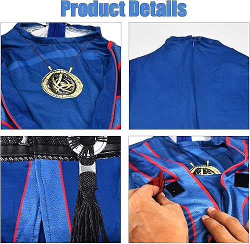 Miniatura 5 de FUNTEKS Kids Costume Cosplay Jumpsuit Cloak with Necklace Ring Outfit 2022 Halloween Costume for Boys