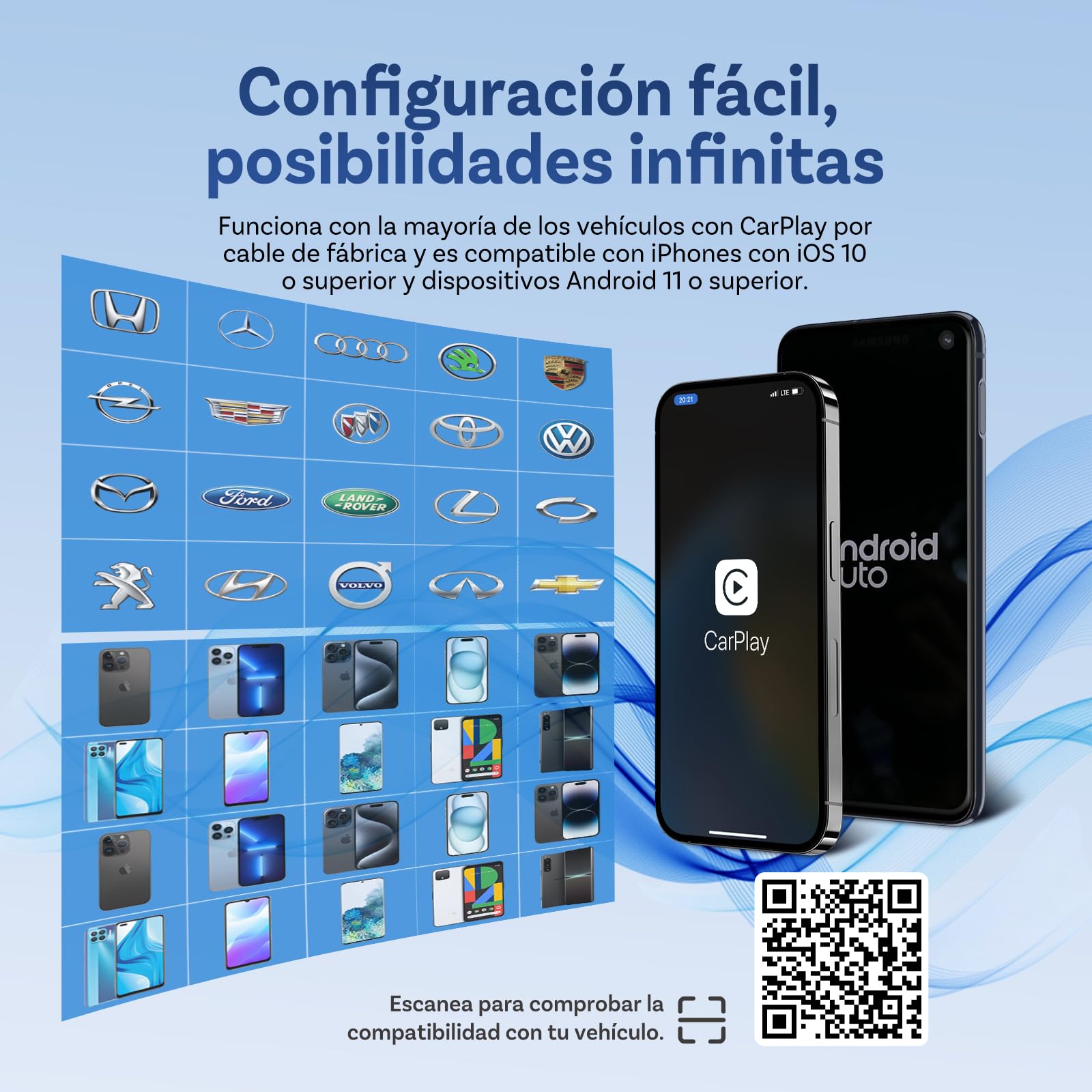 Ottocast Play2Video Pro, Adaptador inalámbrico CarPlay y Android Auto para Autos con CarPlay por Cable de fábrica, Caja Multimedia AI 2 en 1 con Netflix, Youtube, Prime Video, WiFi 5G y Bluetooth 5.0