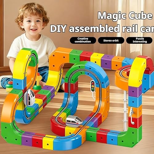 Miniatura 2 de Juego de tren eléctrico klick Rail 2026, 159 piezas, pista de carreras flexible con 1 automóvil, juguete de aprendizaje 3D que desafía la gravedad,