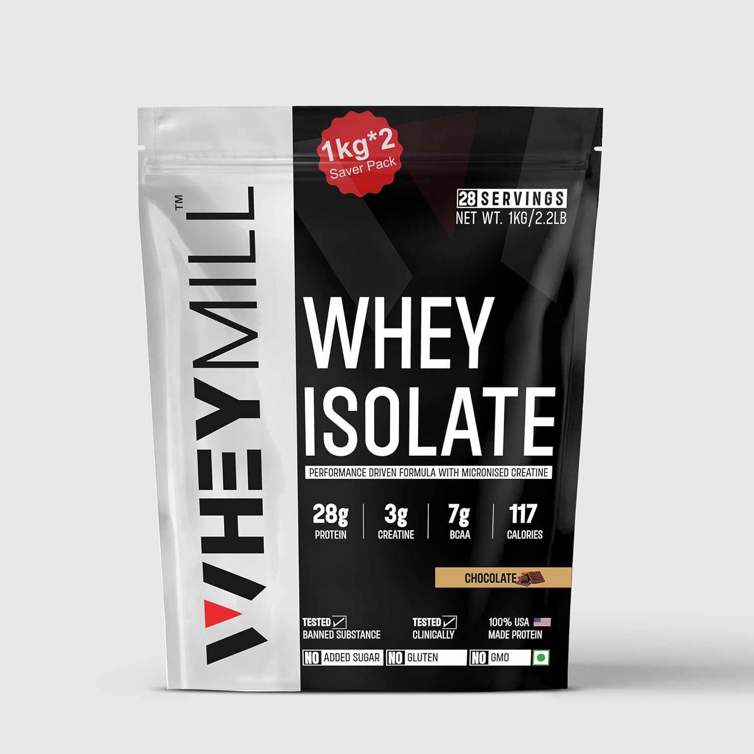 WHEYMILL 100 Whey Protein 25g Protein, 3g Creatine, 6g BCAA Easy
