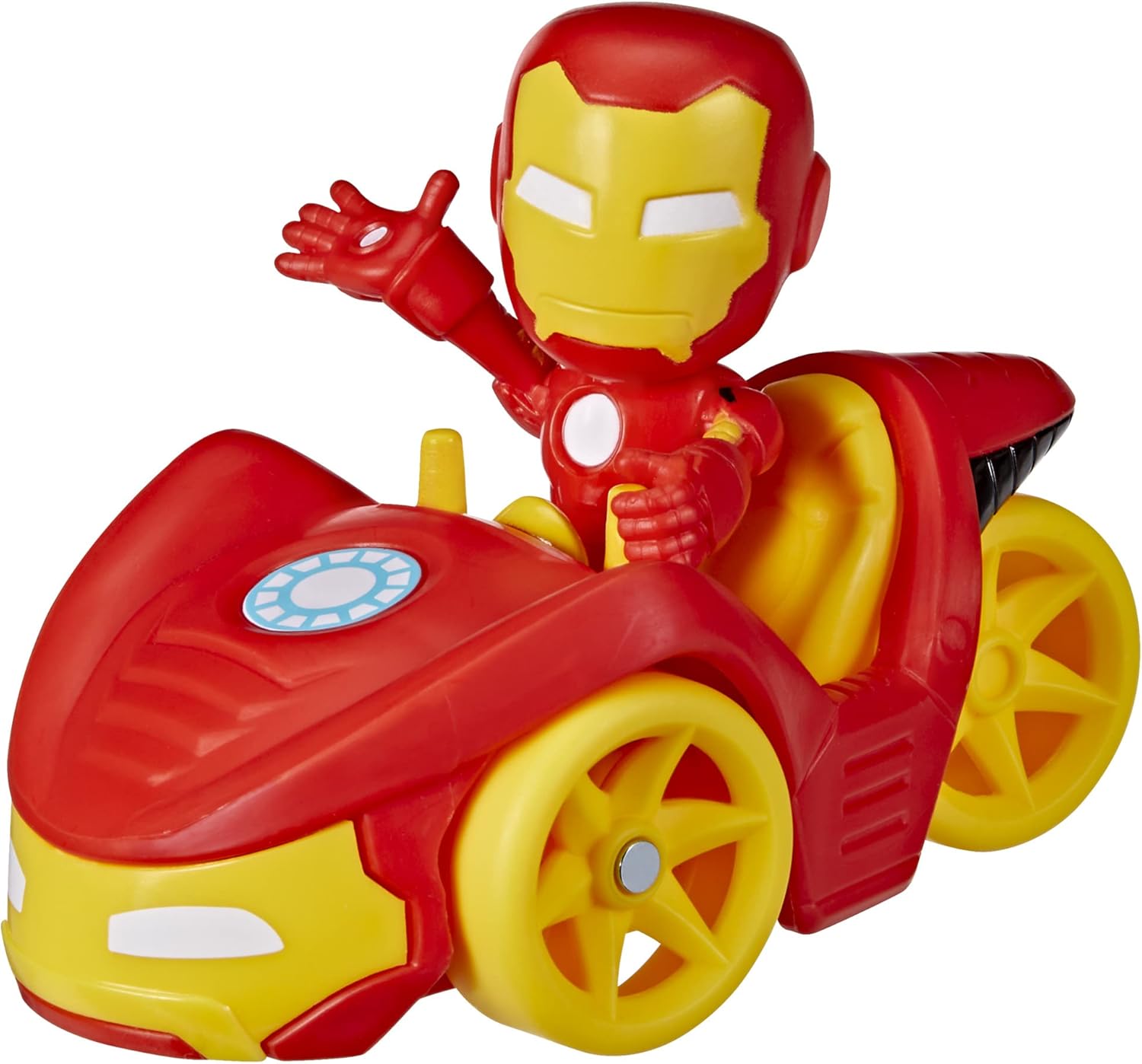 Hasbro Marvel Spidey and His Amazing Friends Iron Man Action Figure and Iron Racer Vehicle, Iron Man Toy for Kids Ages 3 and Up