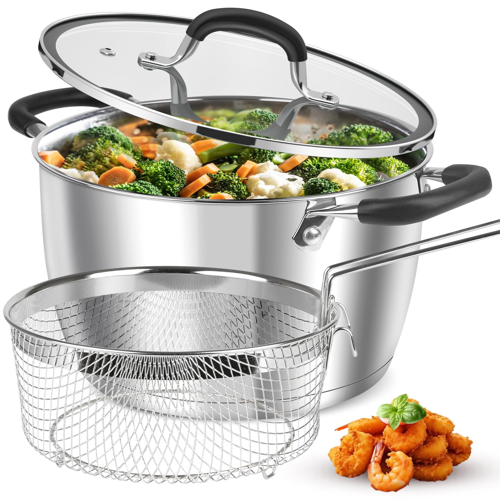 AOSION 6 Quart Stainless Steel Stock Pot with Lid