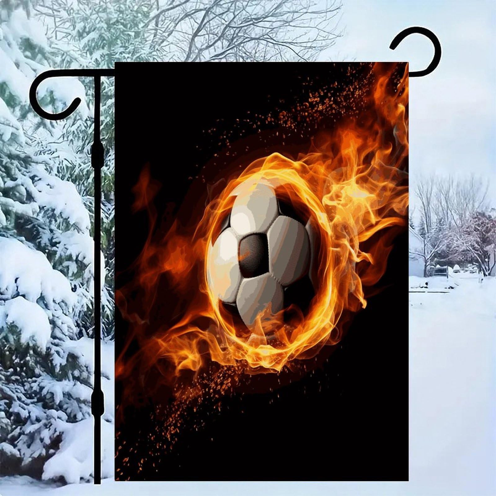 Bandera de jardín de fútbol con doble costura exterior y tejido resistente de temporada
