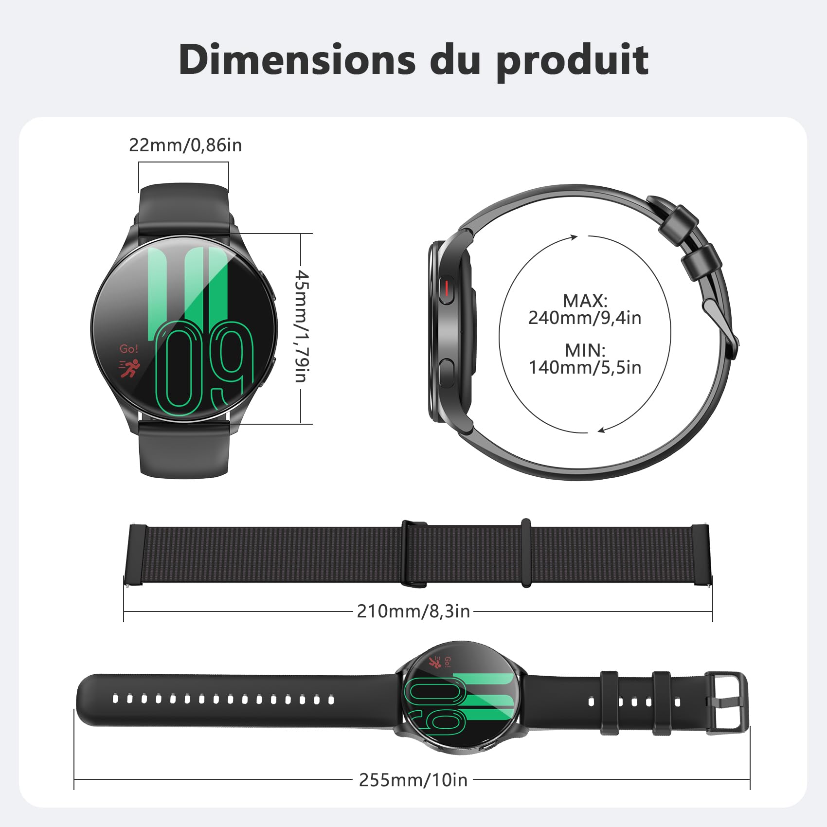 Blackview Montre Connectée Smartwatch Hommes Femmes - Écran AMOLED 1.43", Appels Téléphoniques Directs, Moniteur Fréquence Cardiaque 24/7 et Sommeil, Compatible Android iOS, Montre Sport Étanche IP68