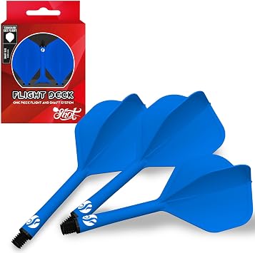 Shot! - Integrated Dart Flight & Shaft System | Reduced Deflections | 350 Micron Standard Shape | Carbon Reinforced | Dynamic Rotation | Polyester, Blue, Short