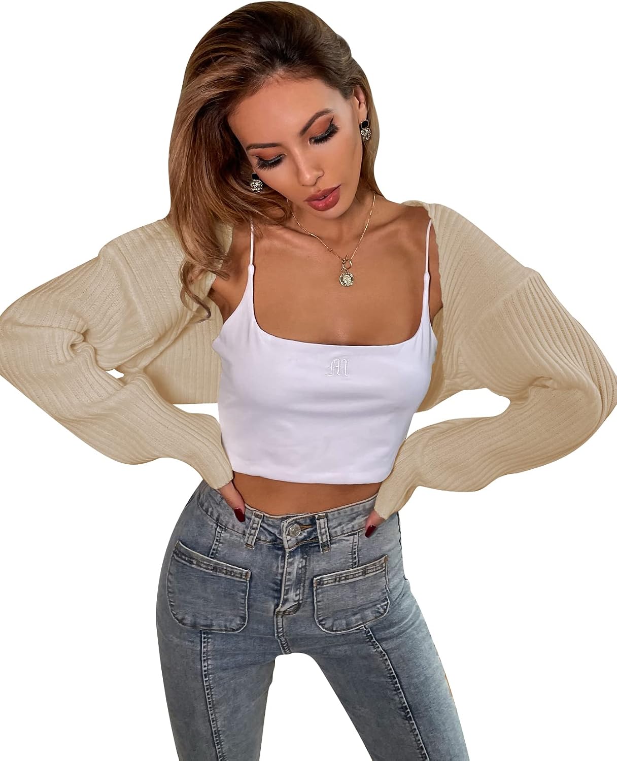 Long Sleeve Open Front Crop Cardigan 